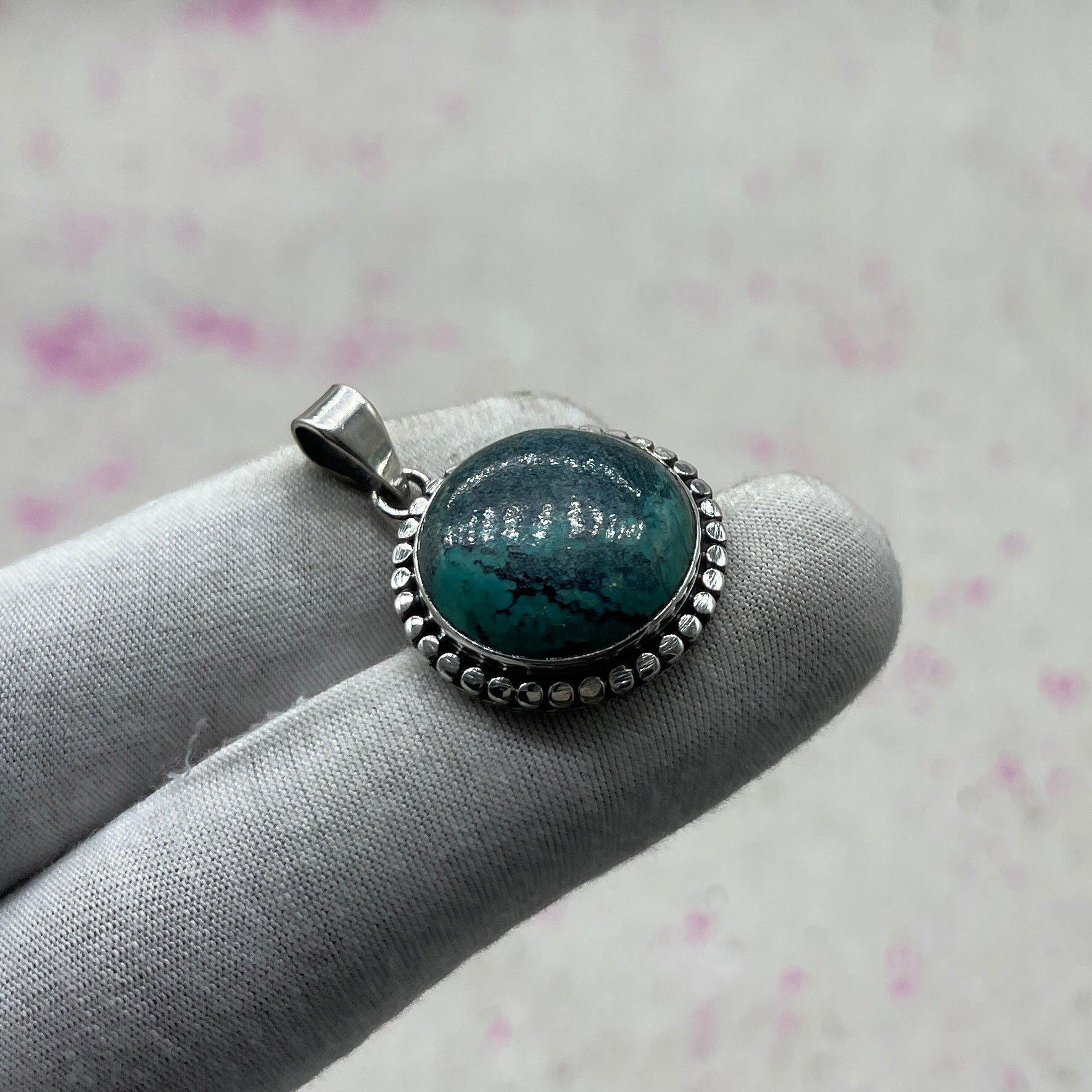 Tibet Turquoise 925 Sterling Silver Handmade Pendant | Ethnic Artisan Jewelry