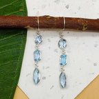 925 Sterling Silver Statement Blue Topaz Earrings