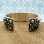 Sterling Silver AAA Quality Natural Multi Gemstones Cuff Bracelet