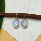Oval Moonstone Gemstone Sterling Silver Earring