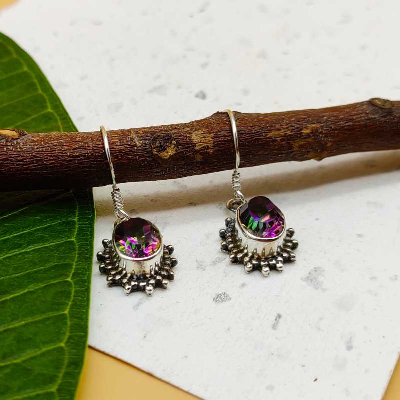 Statement Handmade Mystic Topaz 925 Sterling Silver Earring
