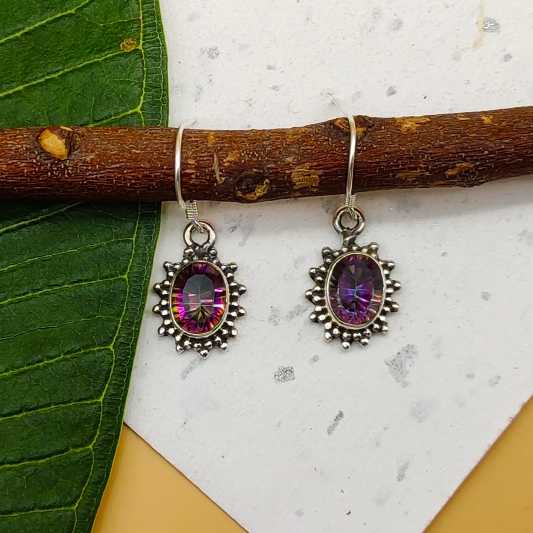 Statement Handmade Mystic Topaz 925 Sterling Silver Earring