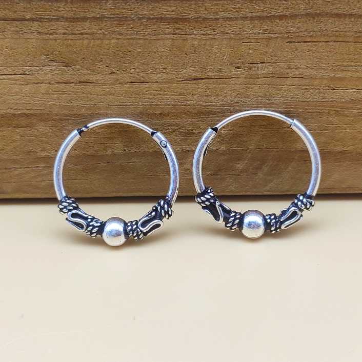 925 Sterling Silver Hoop Earrings with Wire Wrap Design