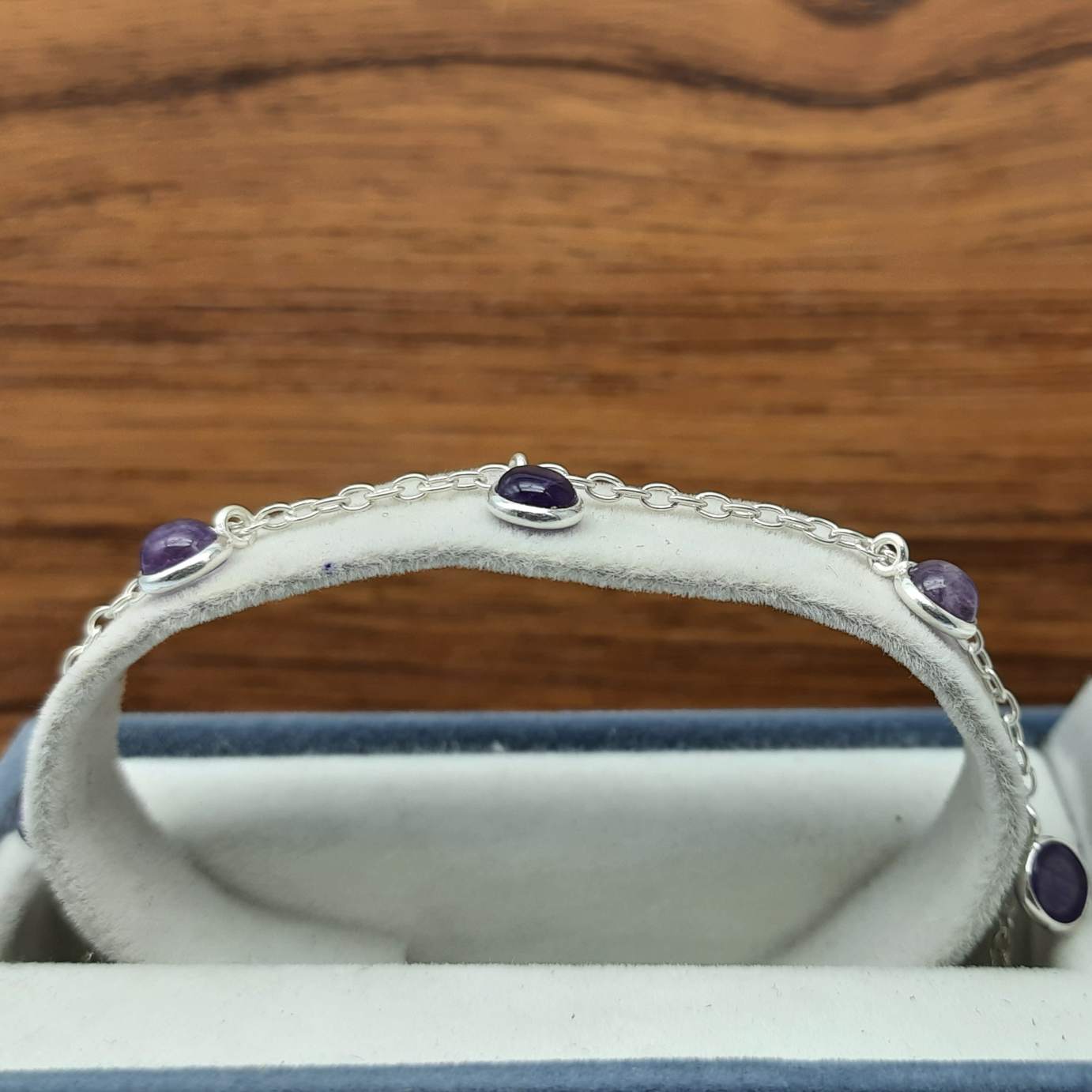 Natural Amethyst Round Shape Bracelet 925 Sterling Silver Handmade Fine Jewelry