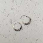 925 Sterling Silver Small Hoop Earrings with Artistic Wire Accent