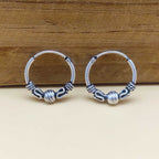 925 Sterling Silver Small Hoop Earrings with Artistic Wire Accent