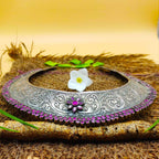 Tribal Hasli Rhodonite 925 Silver Choker Ethnic Necklace