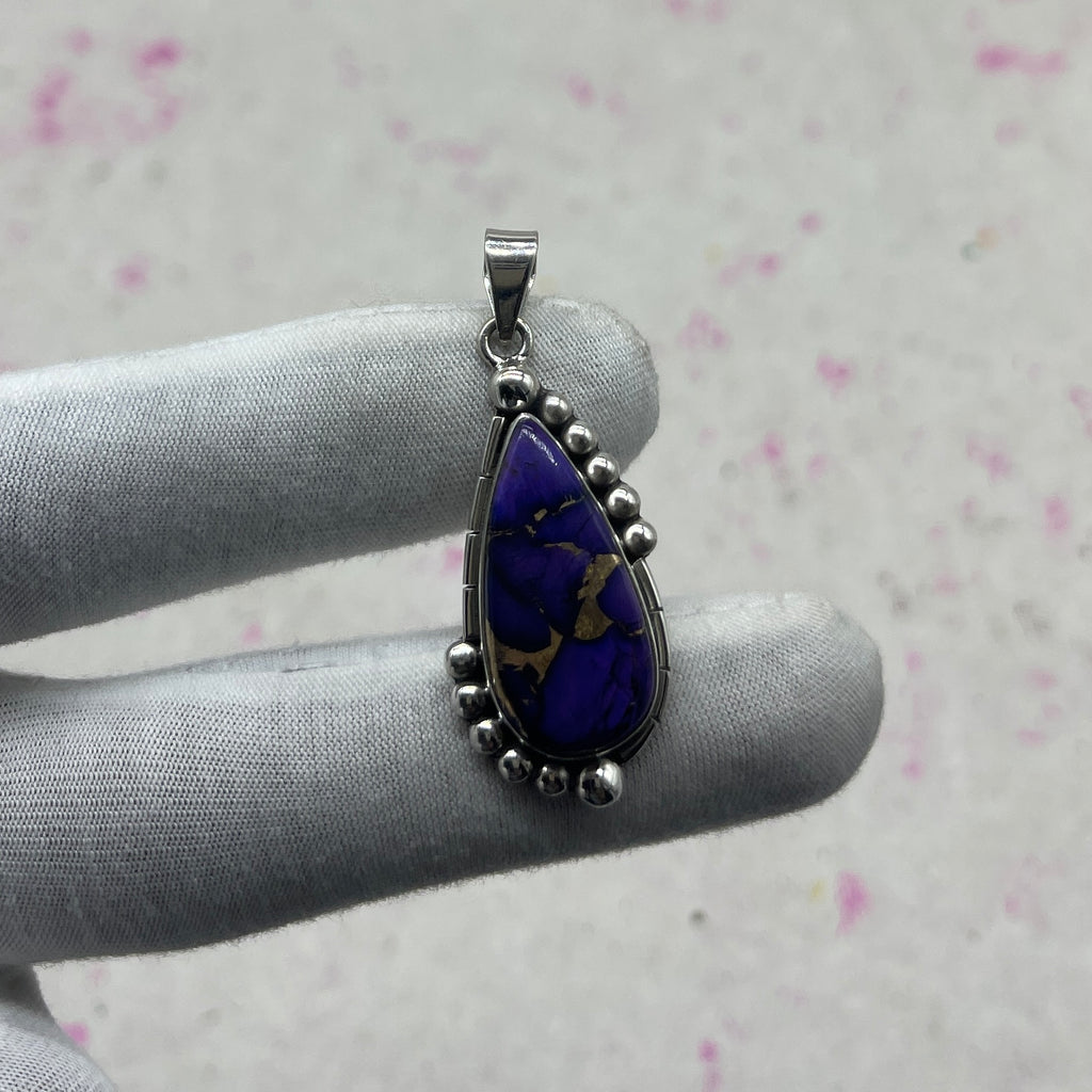 Purple Dahlia Turquoise 925 Sterling Silver Pendant – Artisan Festival Jewelry