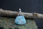 Pear Shape Larimar 925 Silver Pendant Cap Design Boho Artisan