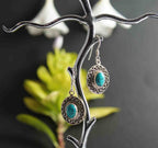 Oval Turqoise 925 Silver Dangle Earrings