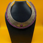 Tribal Hasli Rhodonite 925 Silver Choker Ethnic Necklace
