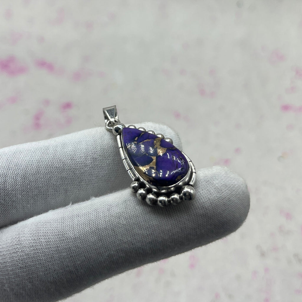 Purple Dahlia Turquoise 925 Sterling Silver Pendant – Artisan Festival Jewelry