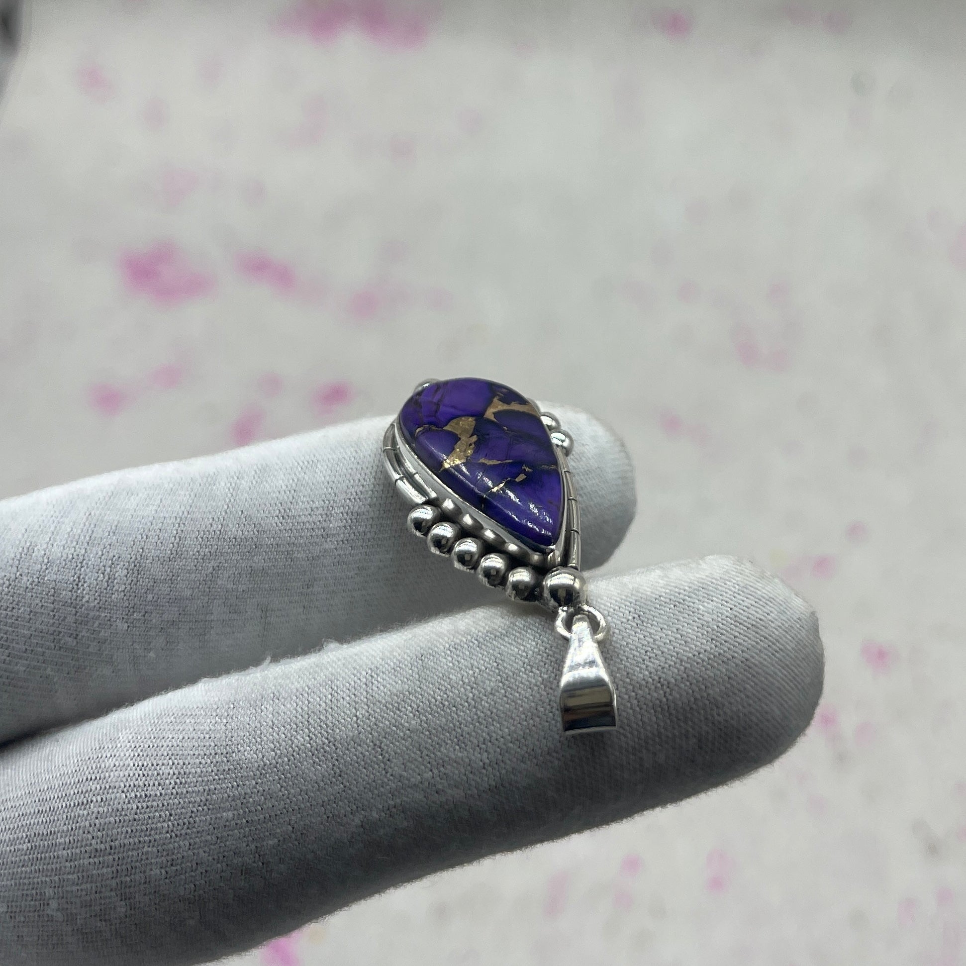 Purple Dahlia Turquoise 925 Sterling Silver Pendant – Artisan Festival Jewelry