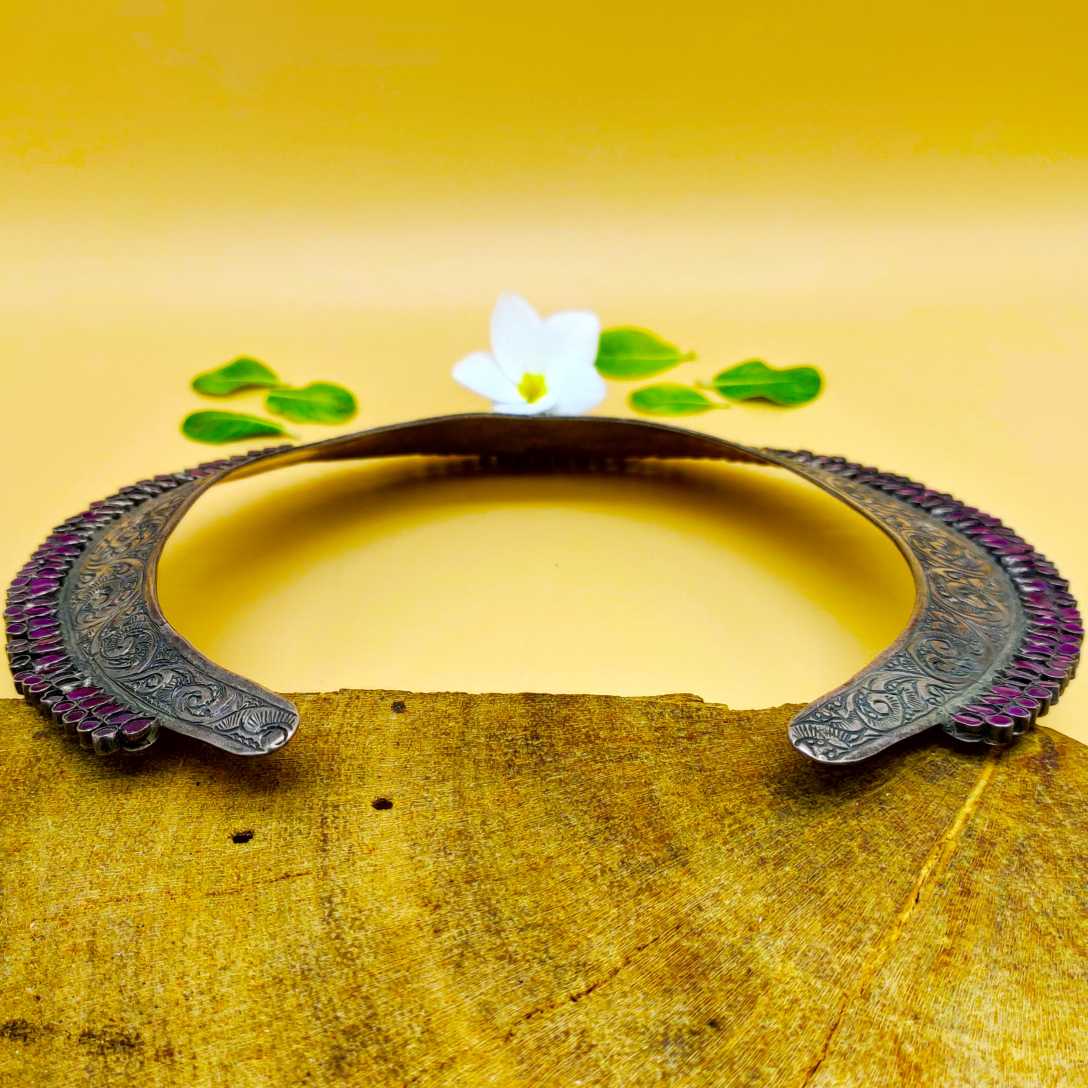 Tribal Hasli Rhodonite 925 Silver Choker Ethnic Necklace