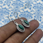 925 Sterling Silver Malachite Marquise Earrings – Chic Modern Gemstone Design
