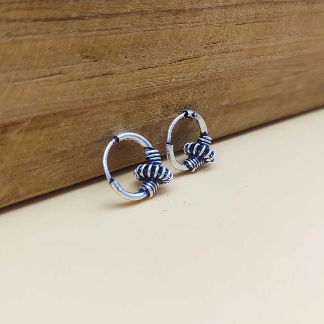 Boho Style 925 Sterling Silver Hoop Earrings Handmade Jewelry