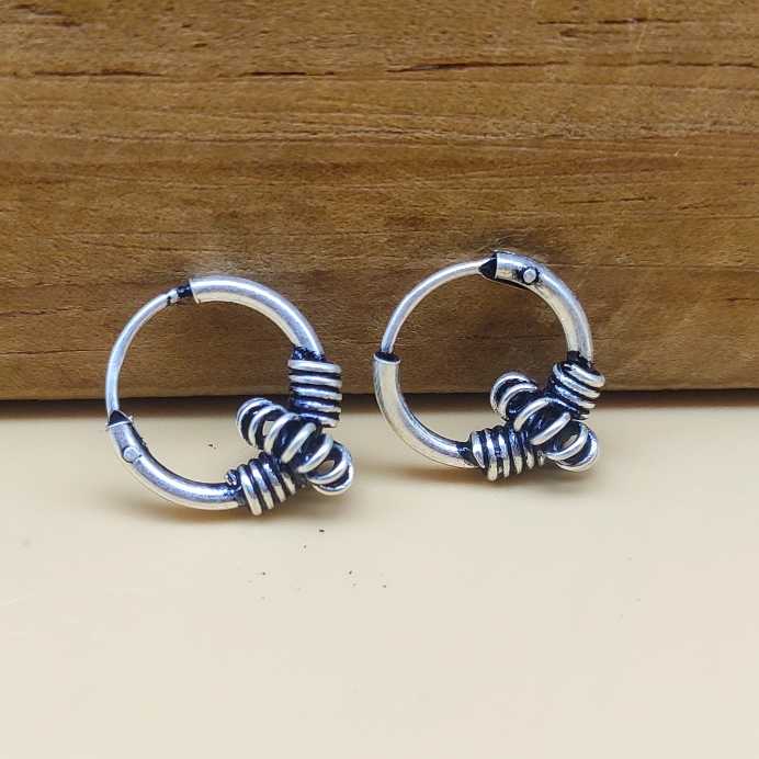 Boho Style 925 Sterling Silver Hoop Earrings Handmade Jewelry