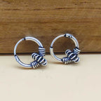 Boho Style 925 Sterling Silver Hoop Earrings Handmade Jewelry