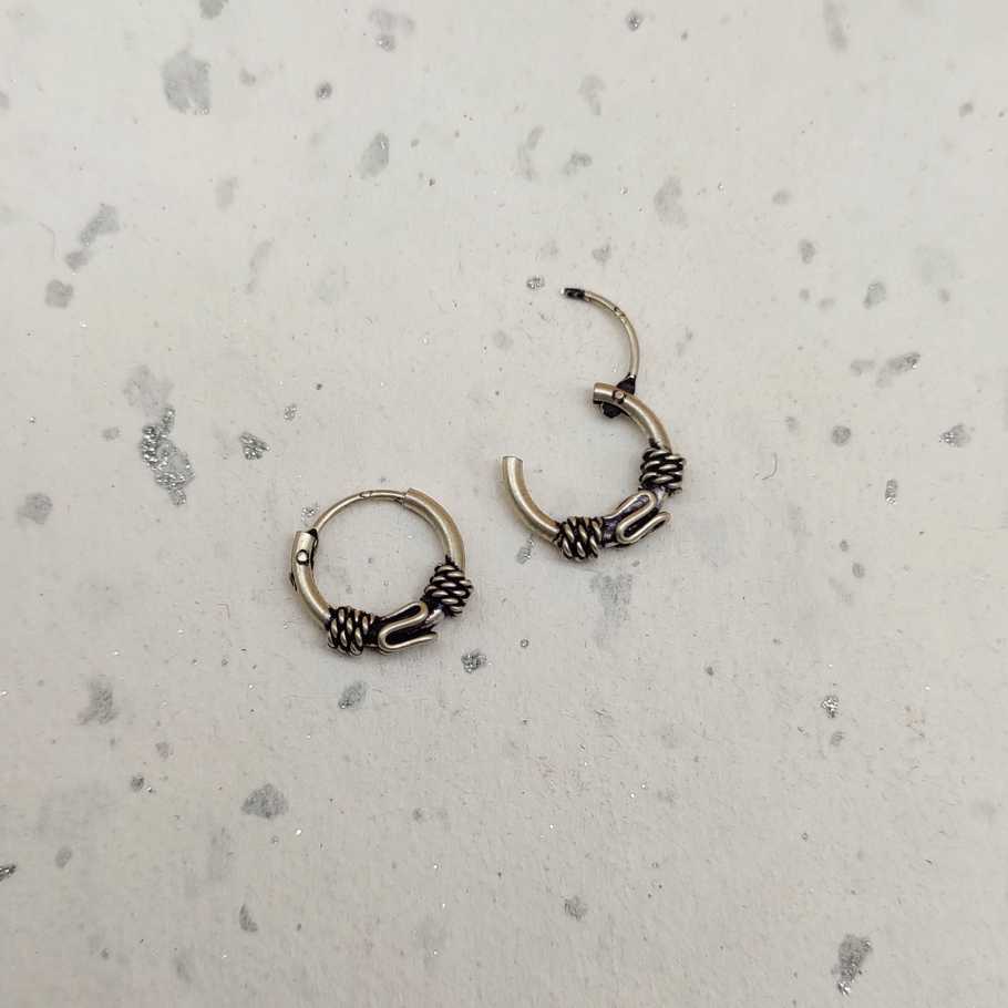 925 Sterling Silver Oxidized Hoop Earrings with Wrapped Wire Design
