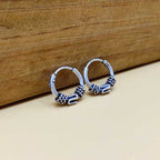 925 Sterling Silver Oxidized Hoop Earrings with Wrapped Wire Design