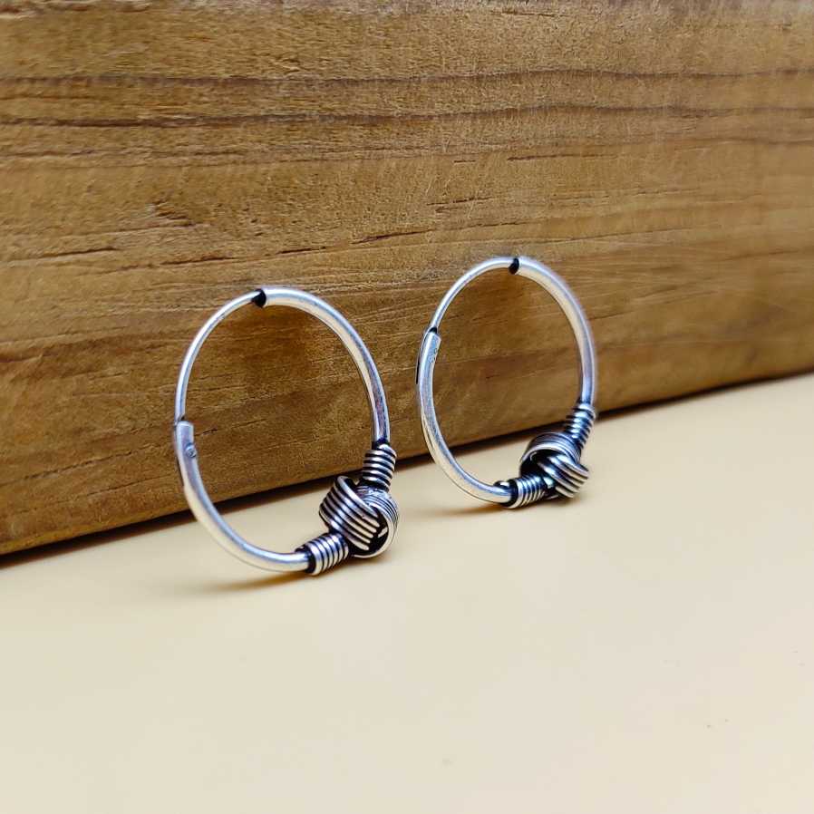 Vintage Style 925 Sterling Silver Bali Hoop Earrings for Women