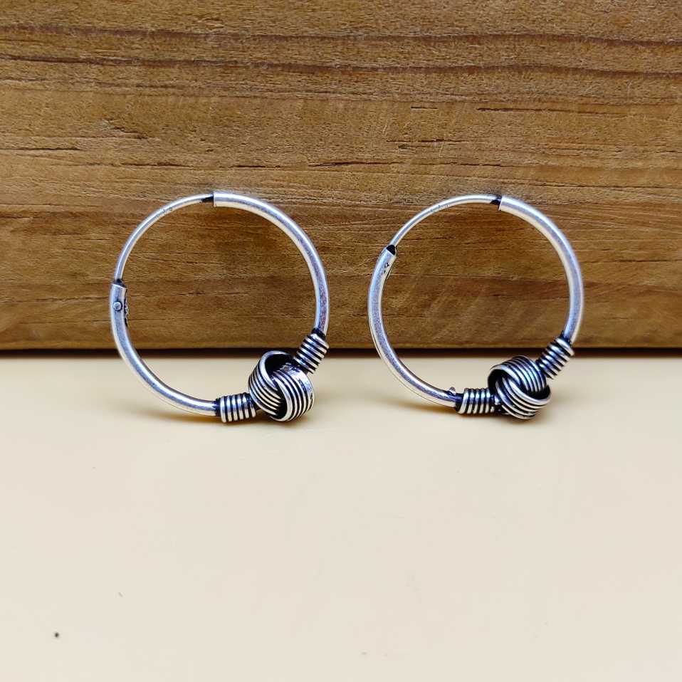 Vintage Style 925 Sterling Silver Bali Hoop Earrings for Women