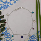 Natural Gemstones Bracelet Handmade 925 Sterling Silver Elegant Style