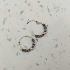 Handmade 925 Sterling Silver Artisan Hoop Earrings Ethnic Design