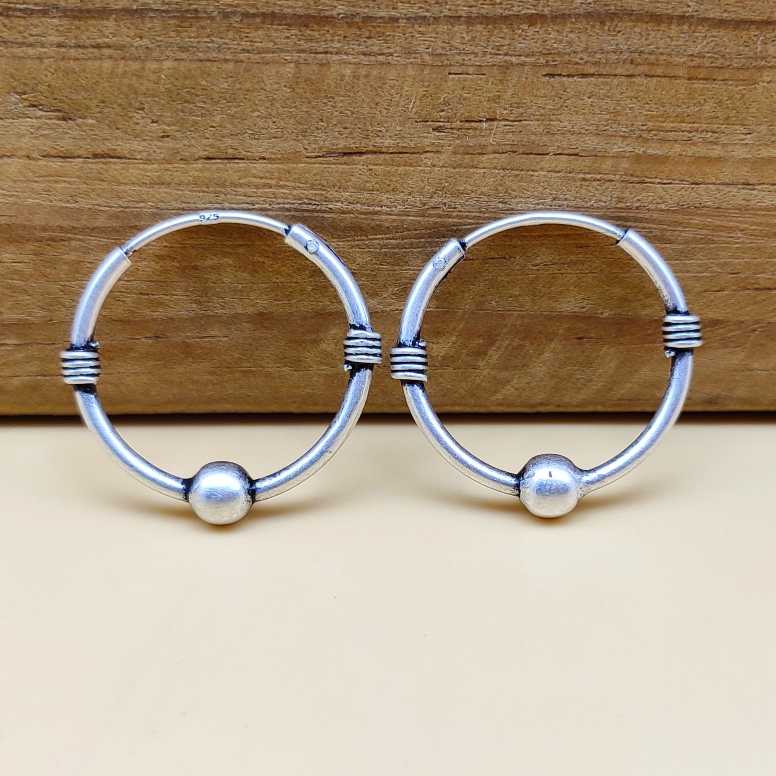 925 Sterling Silver Hoop Earrings with Wire Wrap Design