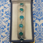 925 Sterling Silver Tibetan Turquoise Bracelet Handmade Minimal Link Design