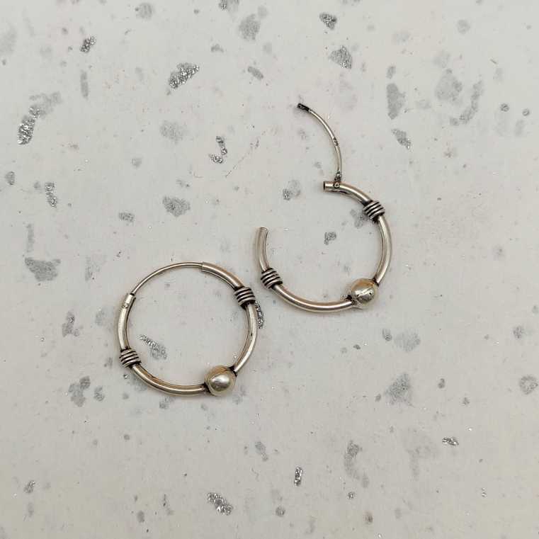 925 Sterling Silver Hoop Earrings with Wire Wrap Design