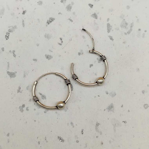 925 Sterling Silver Hoop Earrings with Wire Wrap Design