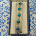 925 Sterling Silver Tibetan Turquoise Bracelet Handmade Minimal Link Design