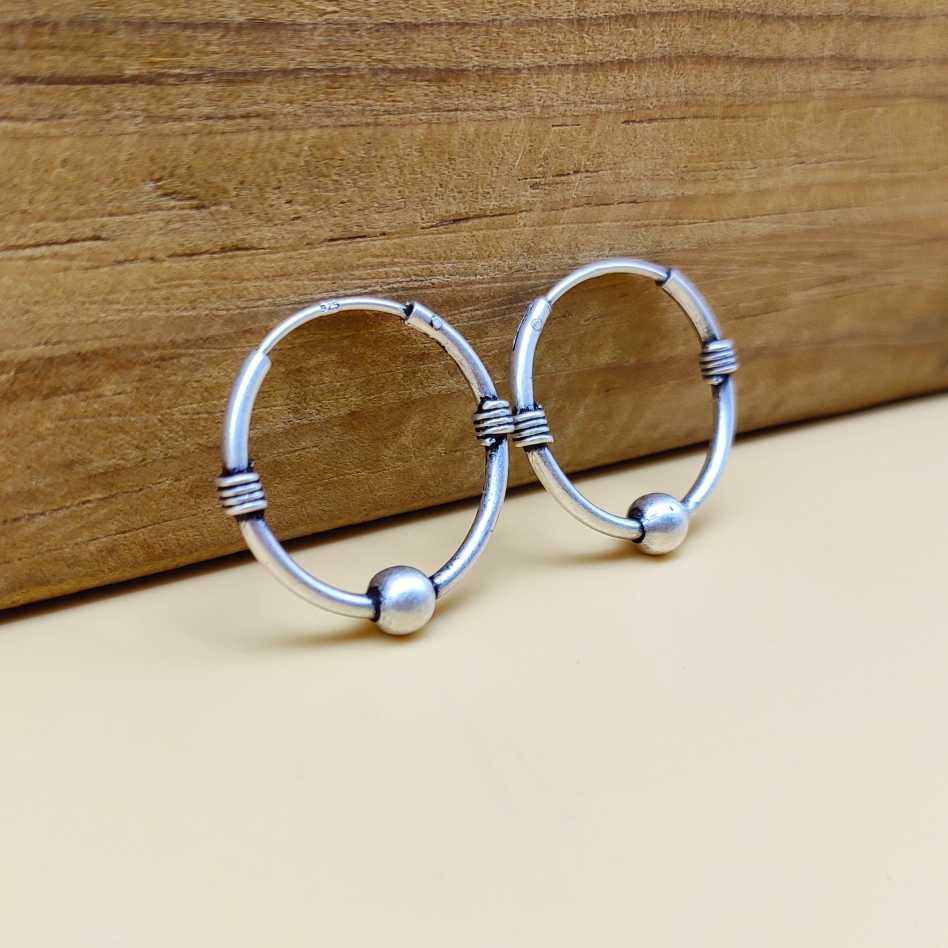 925 Sterling Silver Hoop Earrings with Wire Wrap Design