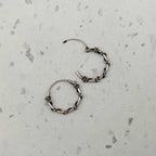 Minimalist 925 Sterling Silver Hoop Earrings with Oxidized Coil Detail