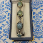 Oval Shape Chalcedony Gemstone Handmade Sterling Silver 925 Chain Bracelet