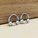 Handcrafted 925 Sterling Silver Bali Hoop Earrings Tribal Wire Wrap
