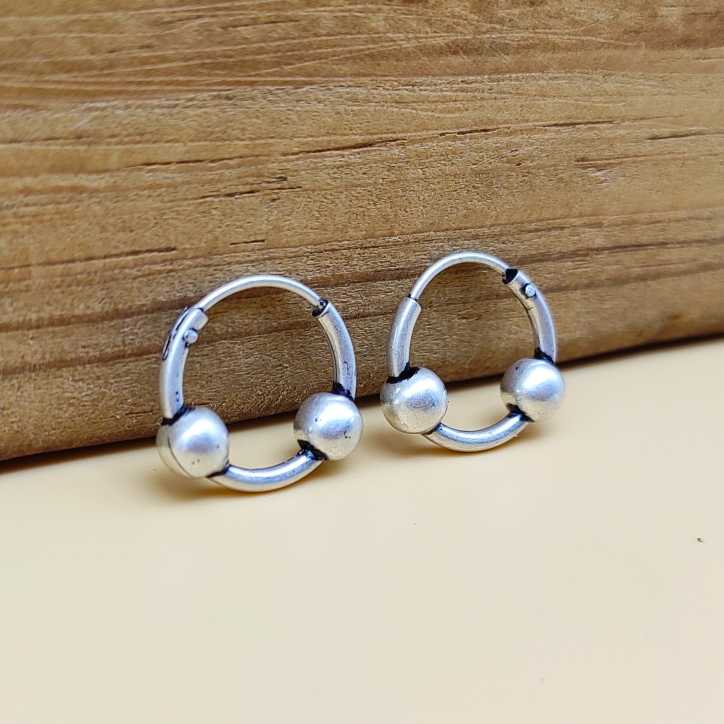 Handcrafted 925 Sterling Silver Bali Hoop Earrings Tribal Wire Wrap