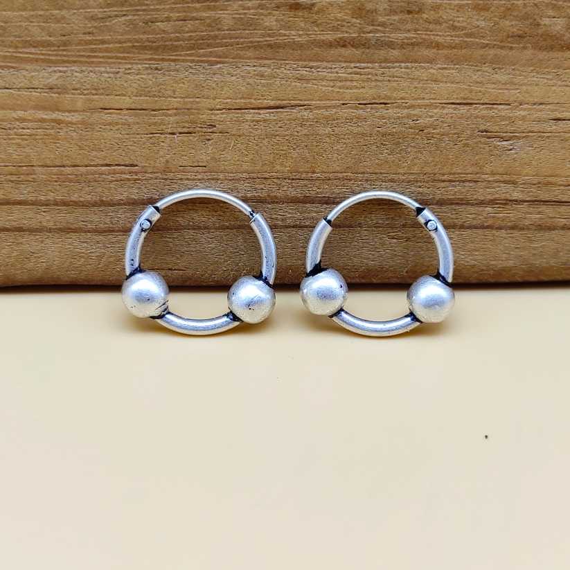 Handcrafted 925 Sterling Silver Bali Hoop Earrings Tribal Wire Wrap