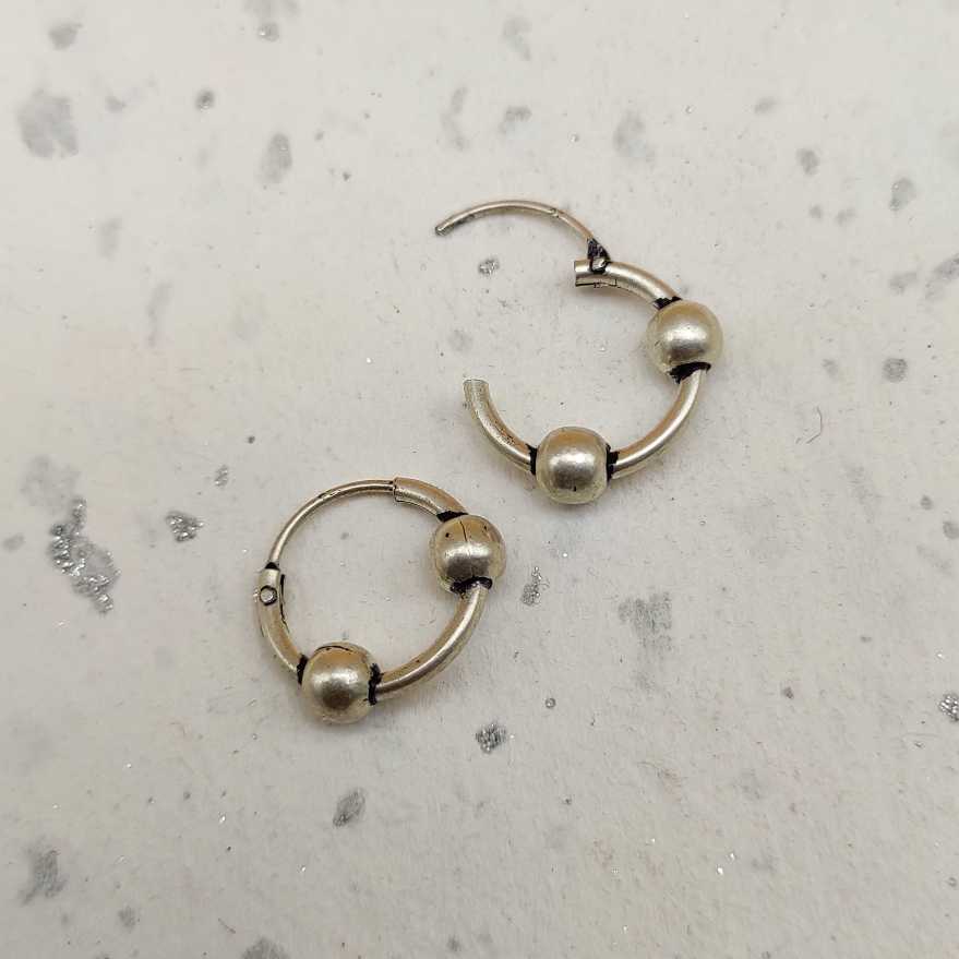 Handcrafted 925 Sterling Silver Bali Hoop Earrings Tribal Wire Wrap