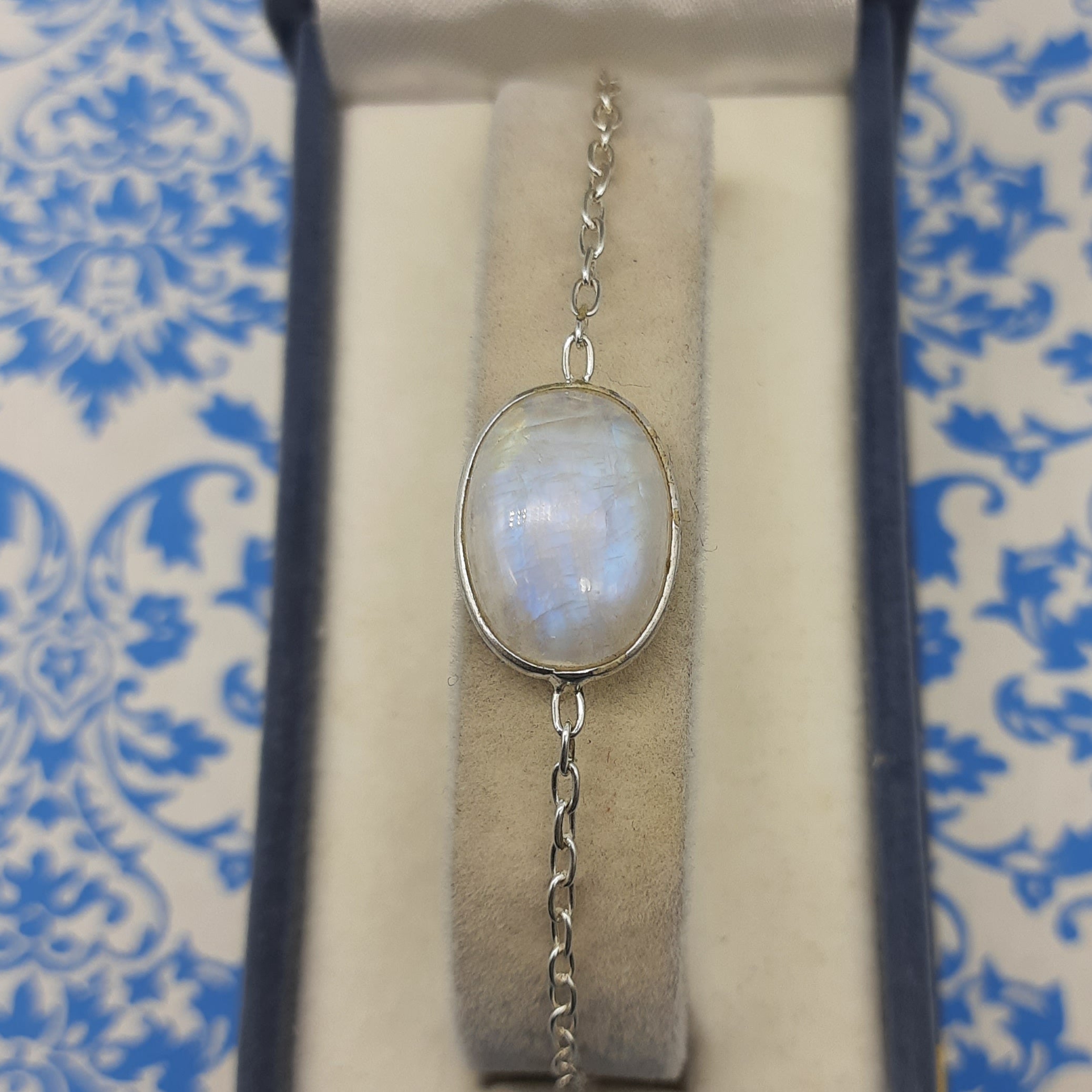 Fine Handmade 925 Sterling Silver Moonstone Bracelet Elegant Gemstone Jewelry