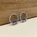 925 Sterling Silver Small Hoop Earrings with Artistic Wire Accent