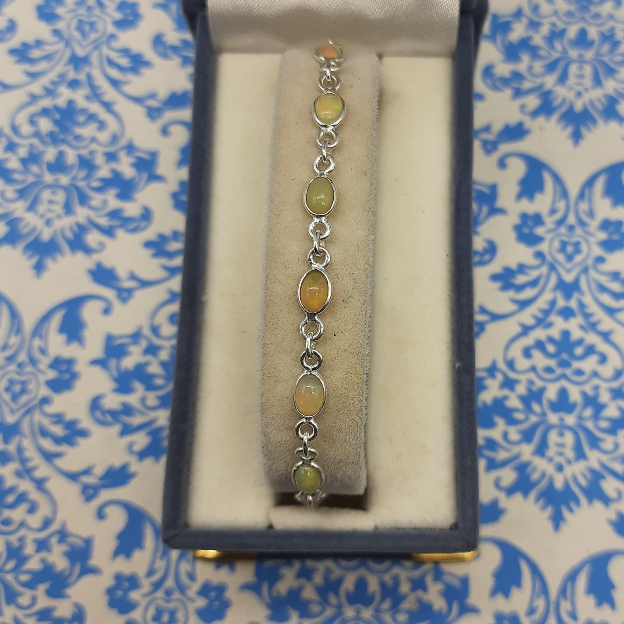 AAA Quality Opal Gemstone Bracelet In 925 Silver