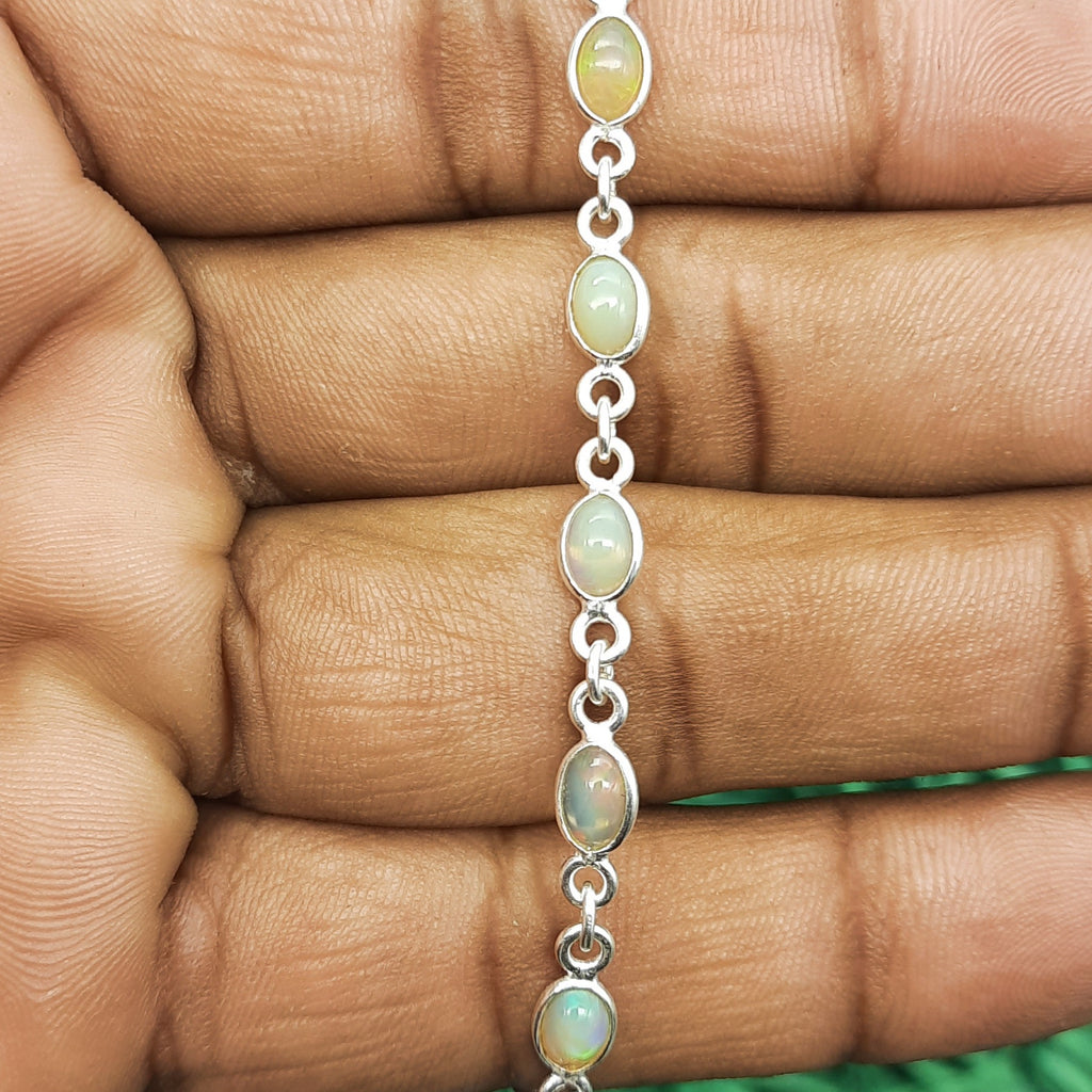 AAA Quality Opal Gemstone Bracelet In 925 Silver