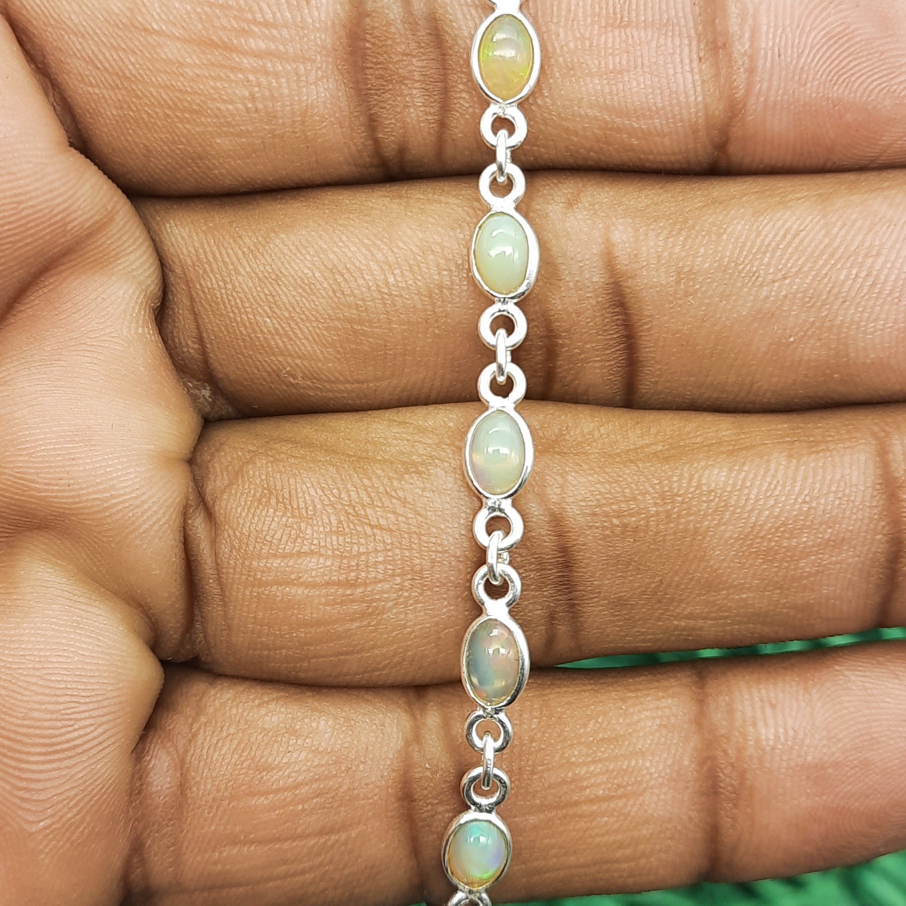 AAA Quality Opal Gemstone Bracelet In 925 Silver