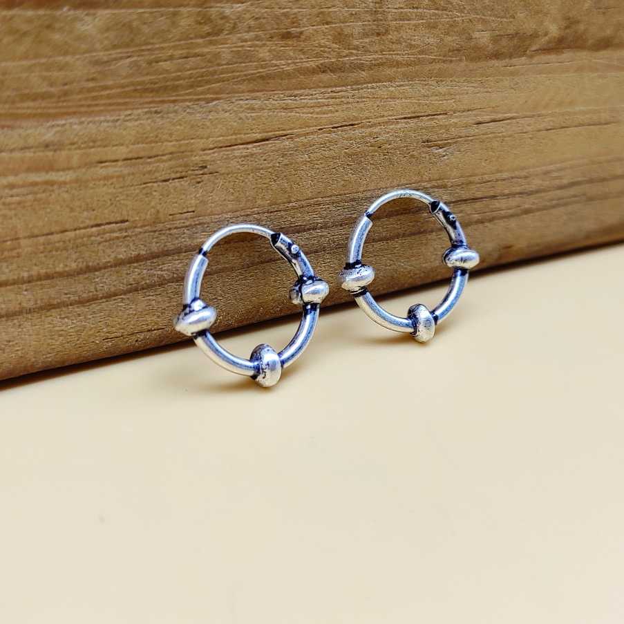 Boho Style 925 Sterling Silver Hoop Earrings Handmade Jewelry