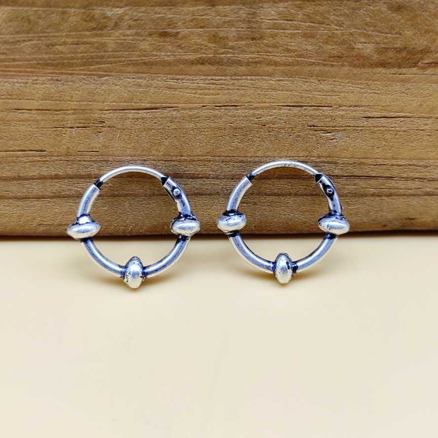 Boho Style 925 Sterling Silver Hoop Earrings Handmade Jewelry