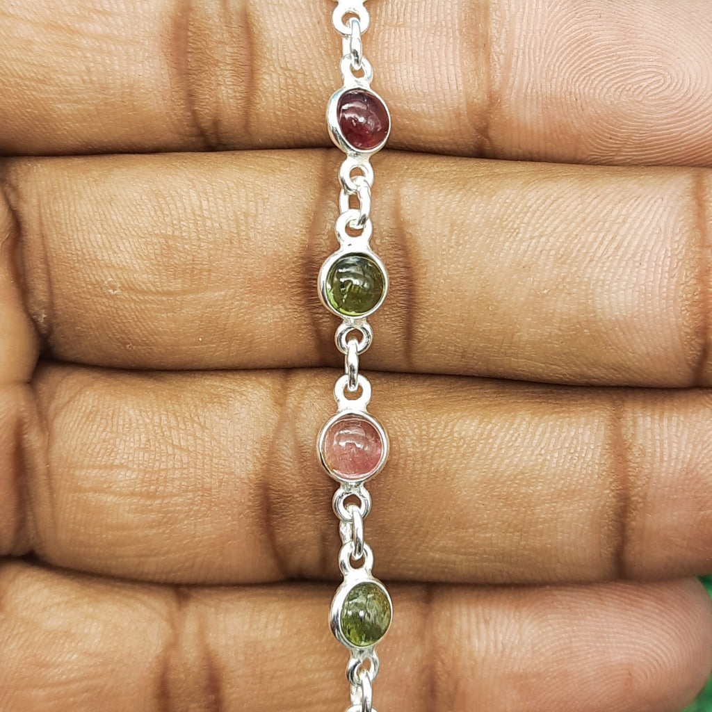 Elegant Handmade Sterling Silver 925 Tourmaline Bracelet Fine Gemstone Jewelry