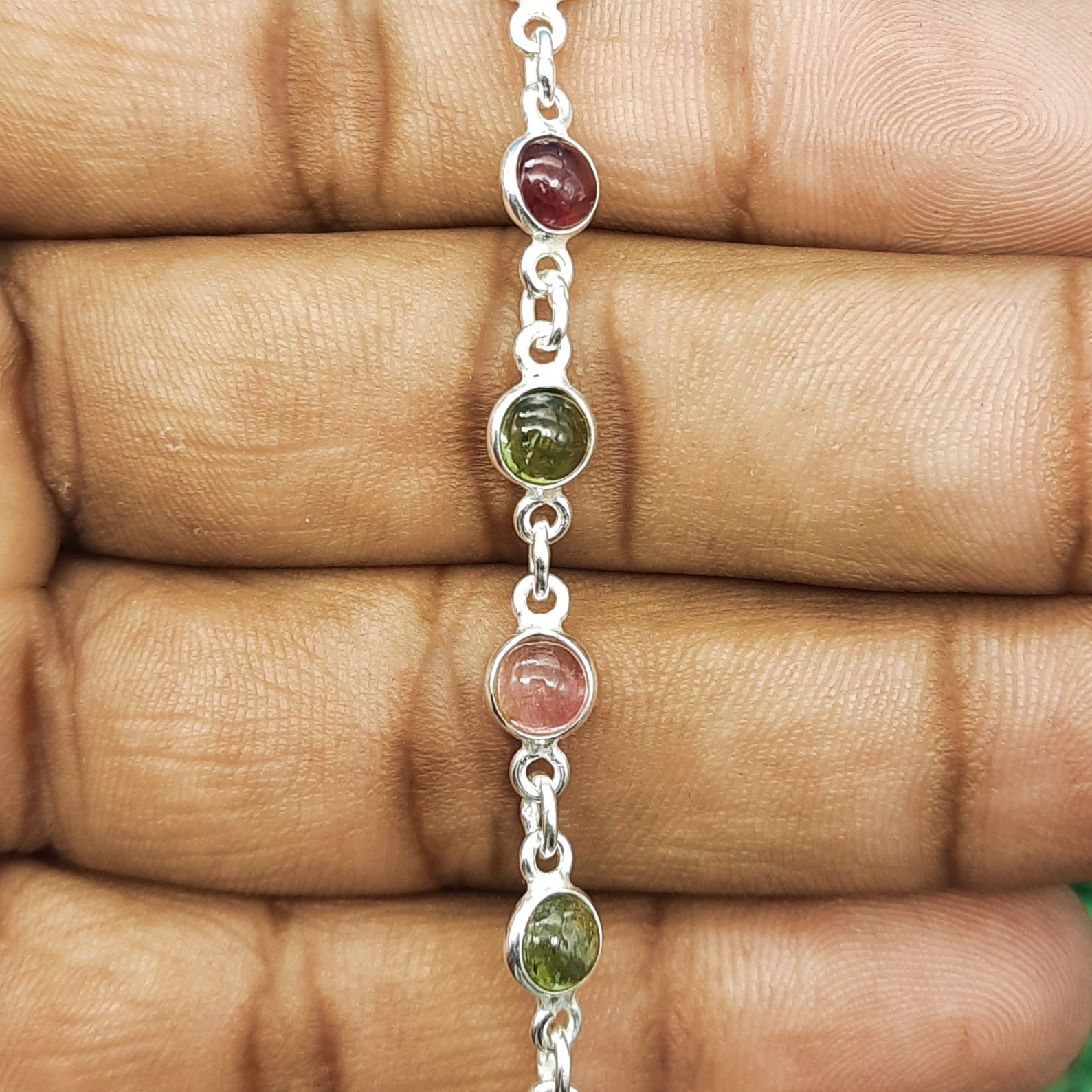 Elegant Handmade Sterling Silver 925 Tourmaline Bracelet Fine Gemstone Jewelry