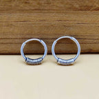 925 Sterling Silver Oxidized Hoop Earrings with Wrapped Wire Design